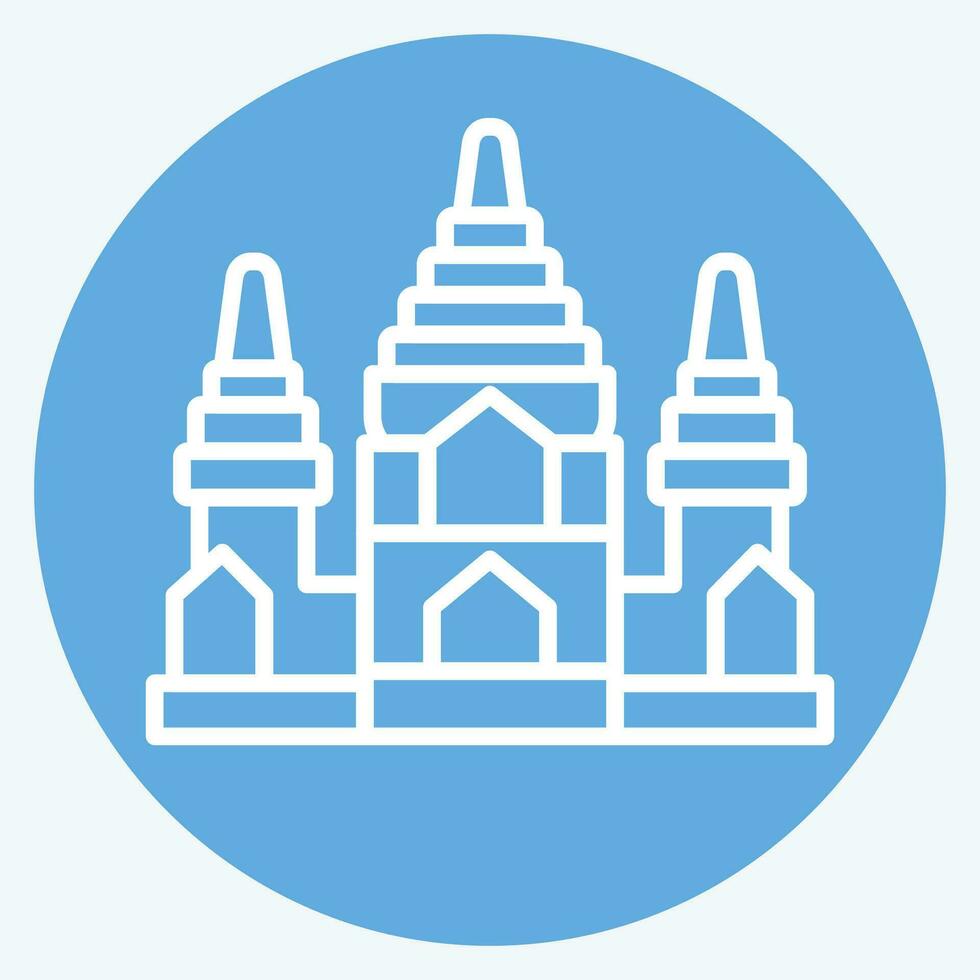 icono angkor qué. relacionado a Camboya símbolo. azul ojos estilo. sencillo diseño editable. sencillo ilustración vector