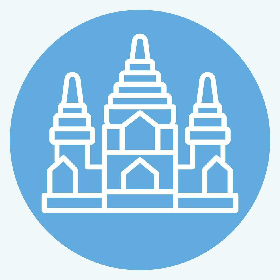 Icon Angkor Wat. related to Cambodia symbol. blue eyes style. simple design editable. simple illustration vector