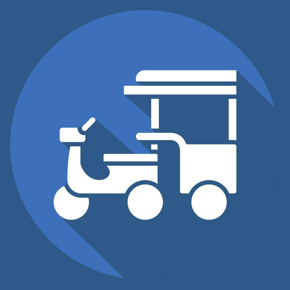 Icon Tuk Tuk. related to Cambodia symbol. long shadow style. simple design editable. simple illustration vector