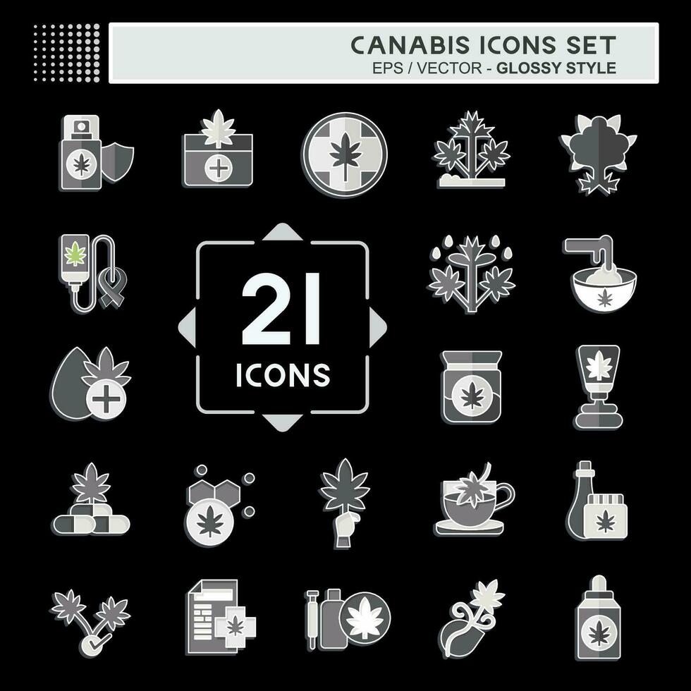 icono conjunto canabis. relacionado a canabis símbolo. lustroso estilo. sencillo diseño editable. sencillo ilustración vector