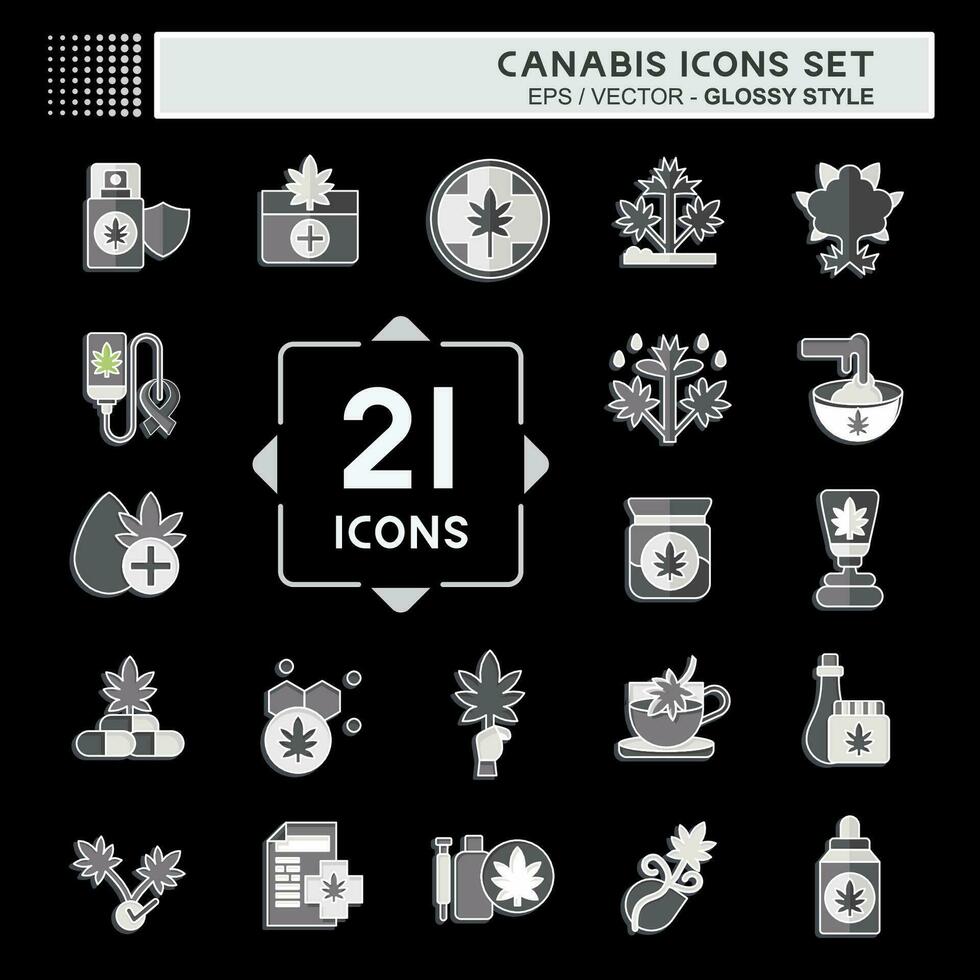 Icon Set Cannabis. related to Cannabis symbol. glossy style. simple design editable. simple illustration vector