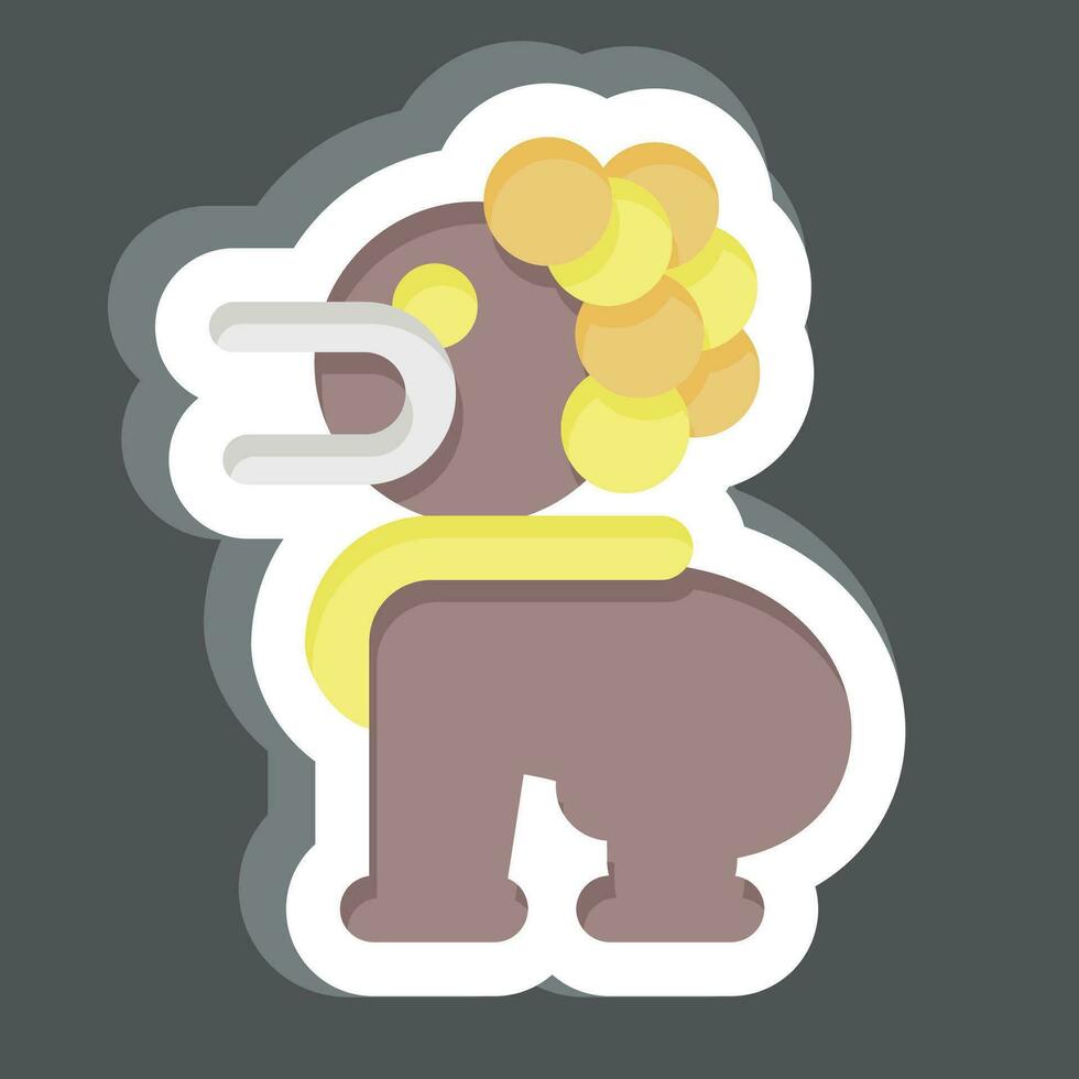 Sticker Lion Statues. related to Cambodia symbol. simple design editable. simple illustration vector