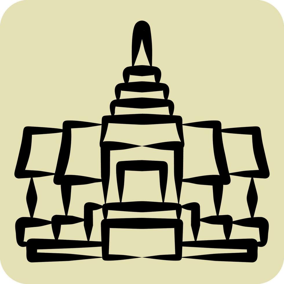 Icon Pagoda. related to Cambodia symbol. hand drawn style. simple design editable. simple illustration vector