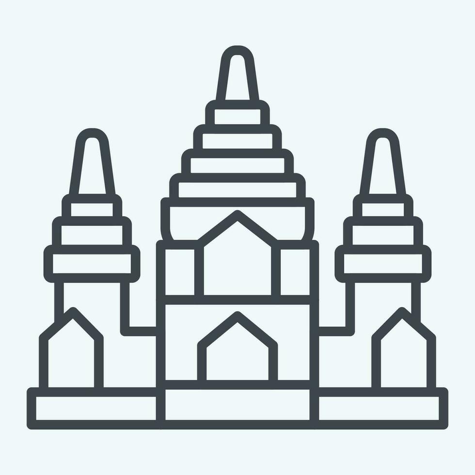 Icon Angkor Wat. related to Cambodia symbol. line style. simple design editable. simple illustration vector