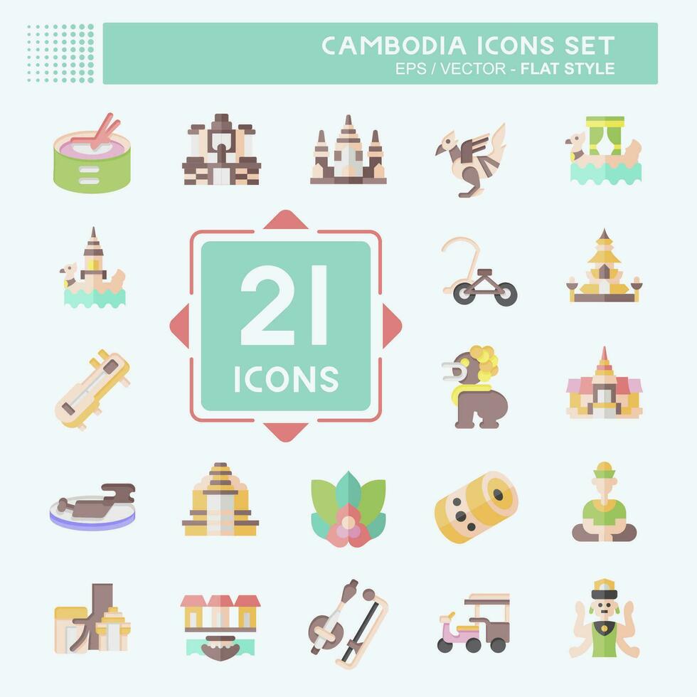 Icon Set Cambodia. related to Holiday symbol. flat style. simple design editable. simple illustration vector