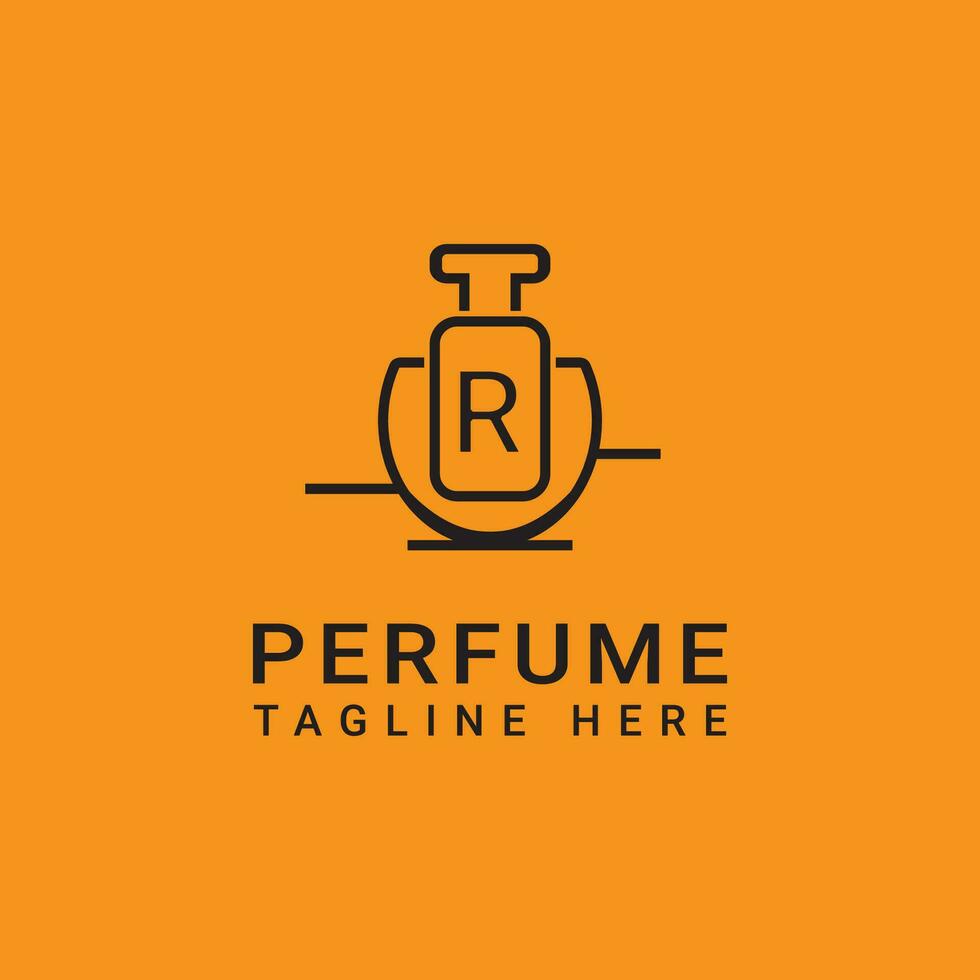 R initial line design perfume business logo. vector