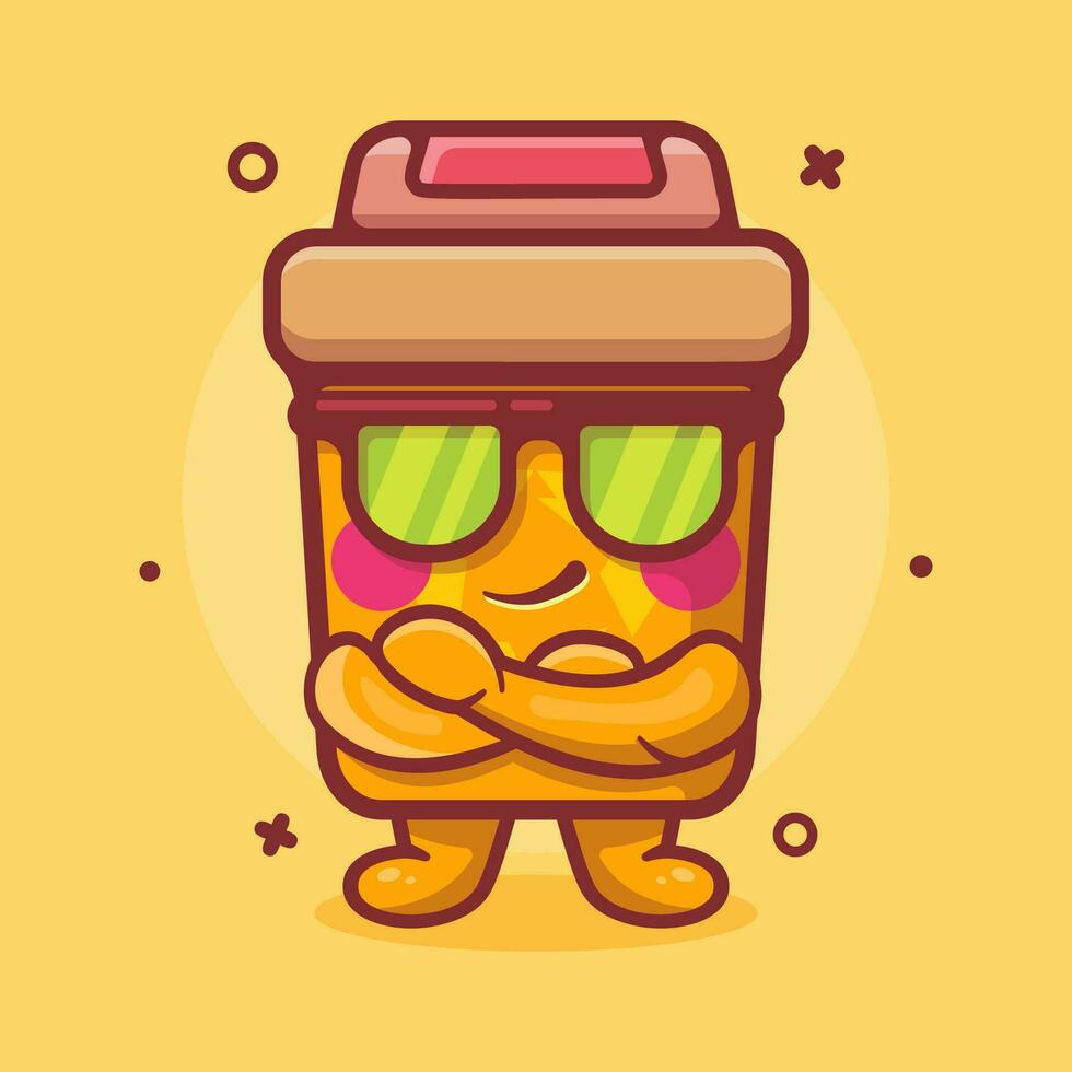 cute recycle bin character mascot cool expression isolated cartoon in flat style design vector