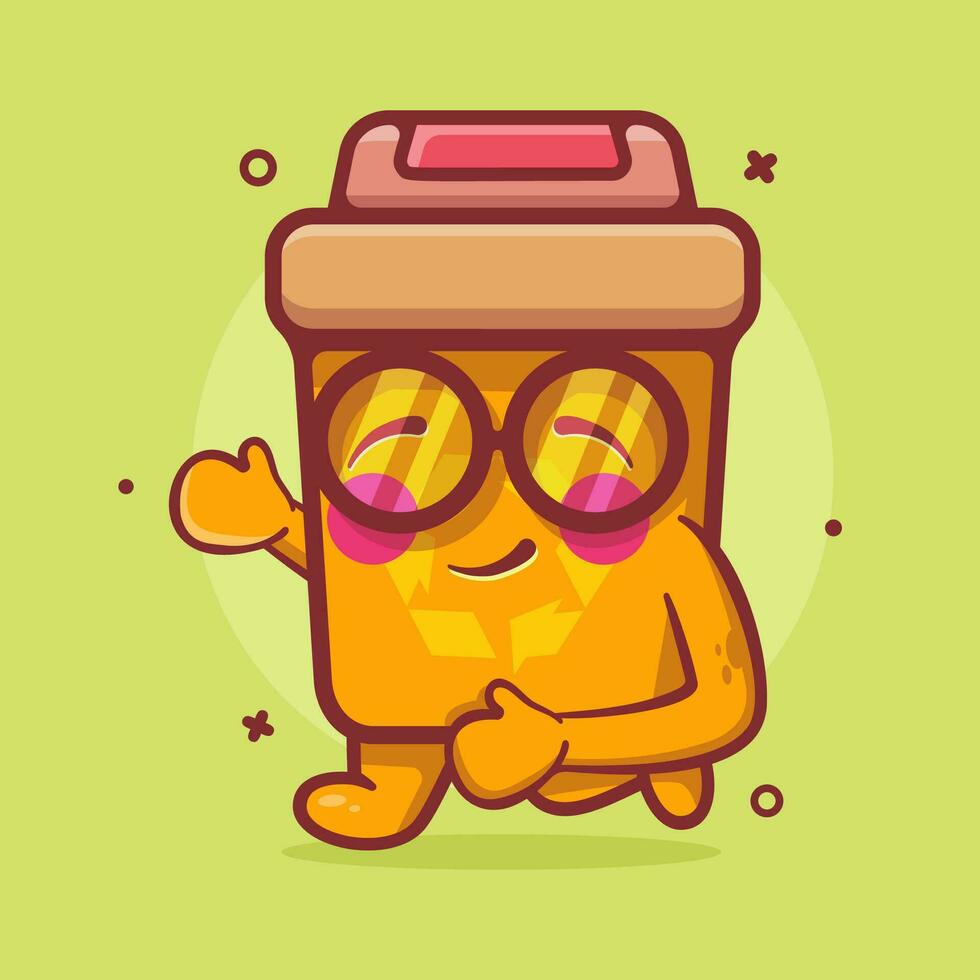 cheerful recycle bin character mascot running isolated cartoon in flat style design vector