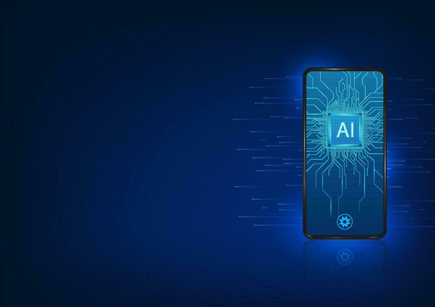 Smartphone technology that has an artificial intelligence microchip inside. Refers to mobile technology that ai keeps learning from users and responds to the operation of the system vector