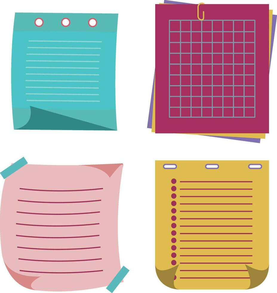 Sticker Note with Isolated on White Background. Vector Sticker Set.