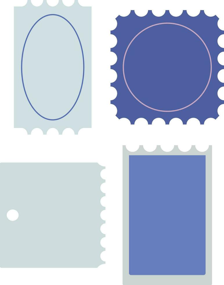 Postcard empty stamp frame vector. Square border postage mark