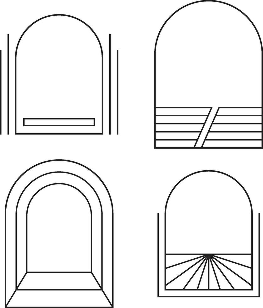 Monoline Arch Frame. Flat Line Art. Vector Illustration