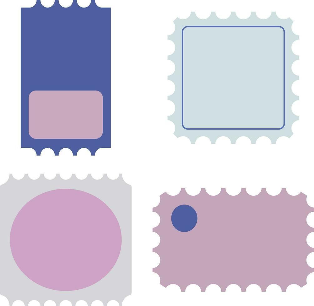 Empty Postage Stamp. Simple Design. Vector Illustration Set.
