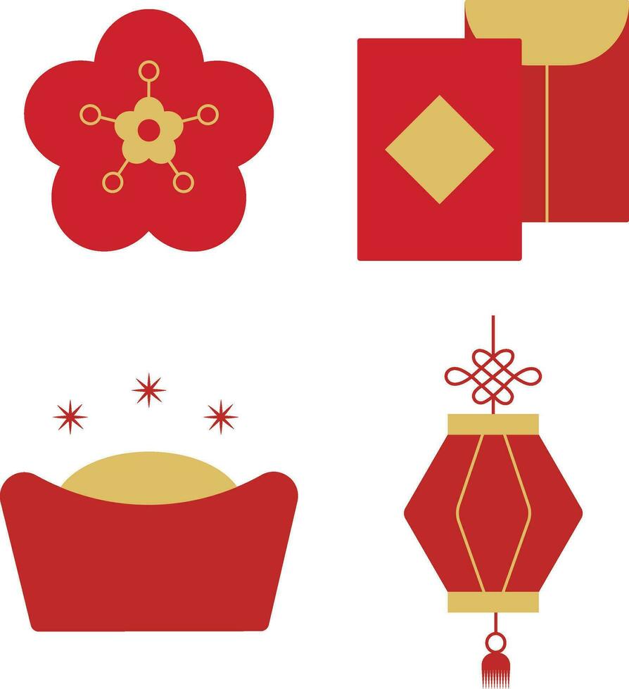 Happy Chinese New Year. Cartoon Character Element Style. Vector Illustration.