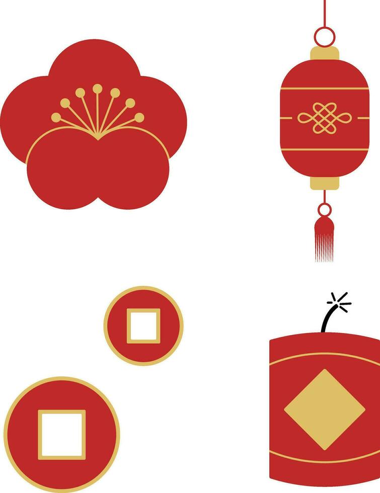 Happy Chinese New Year. Cartoon Character Element Style. Vector Illustration.