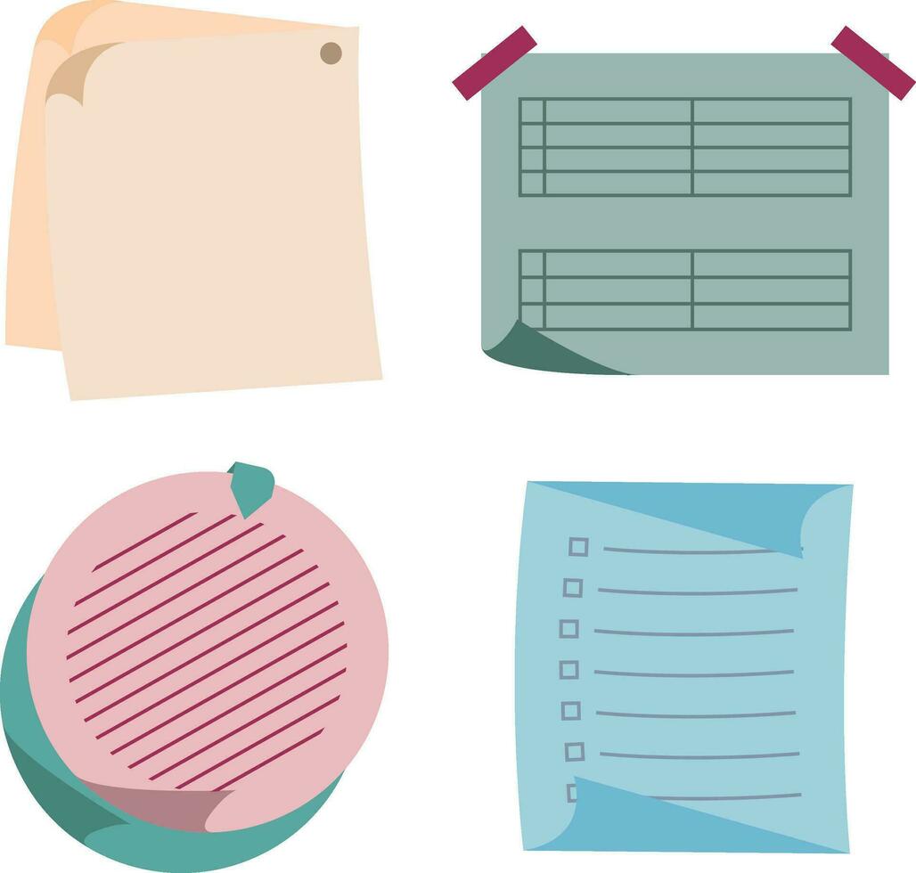 Sticker Note with Isolated on White Background. Vector Sticker Set.