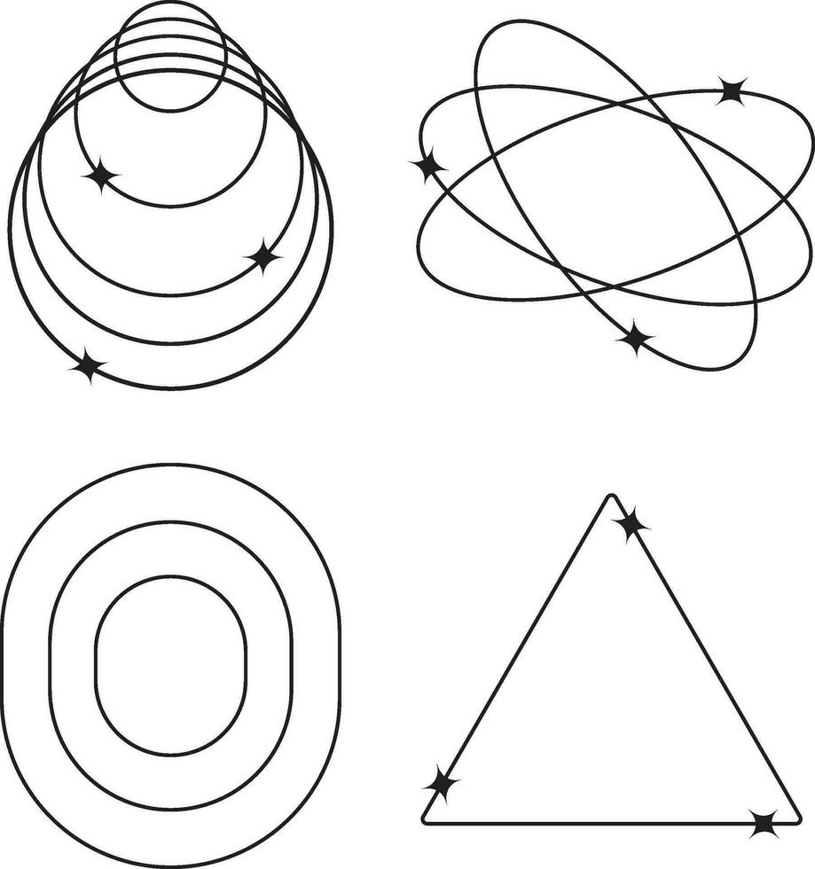 Aesthetic Line Art Set. Basic Design. Isolated on White Background vector