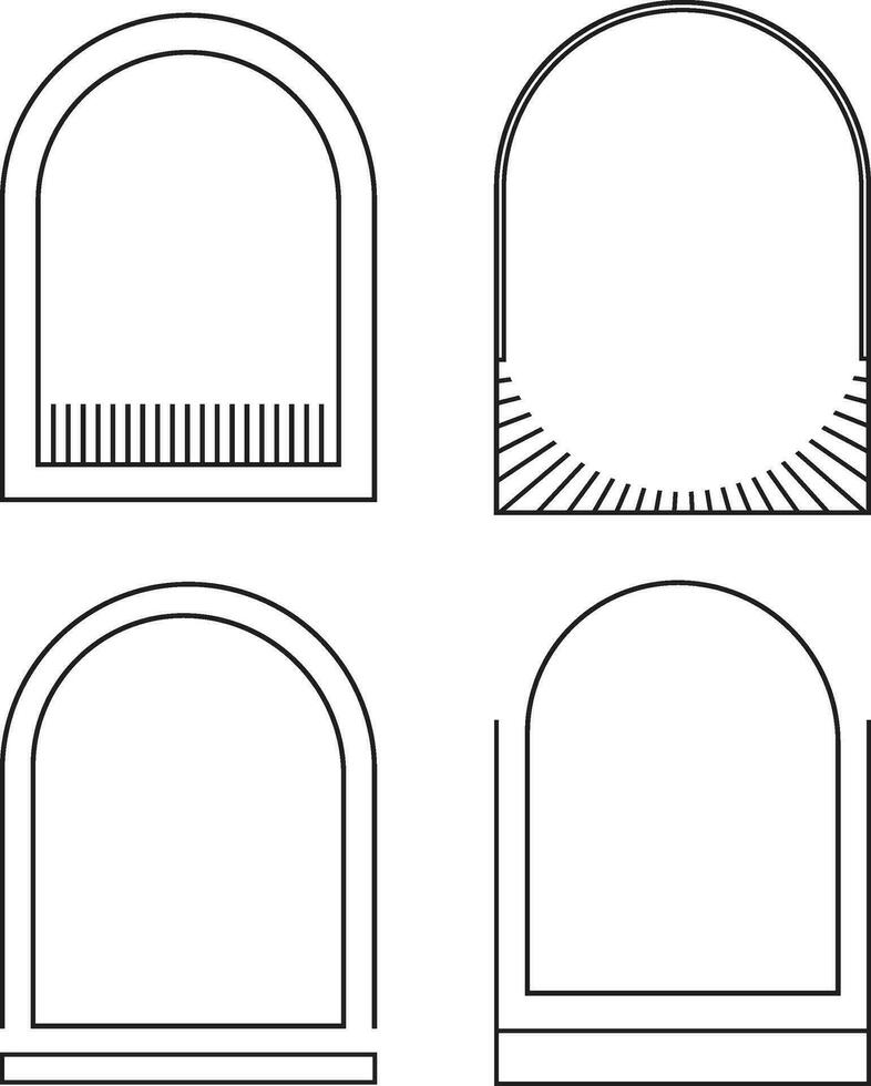 Monoline Arch Frame. Flat Line Art. Vector Illustration