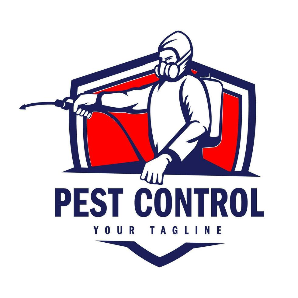 Hand-drawn pest control logo design vector illustration