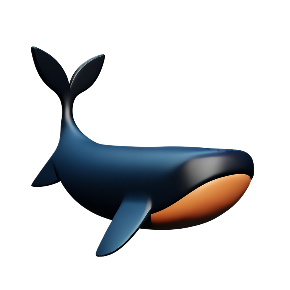 whale 3d rendering icon illustration png