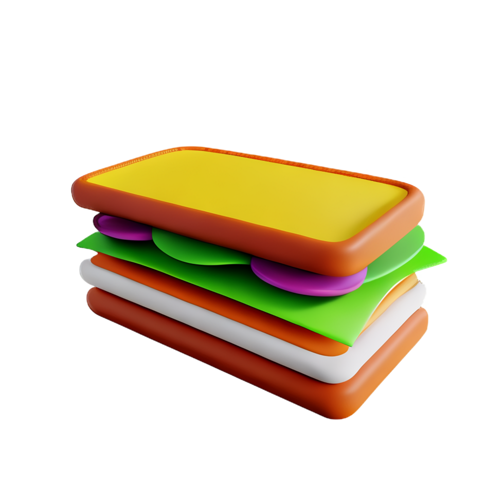 sandwich 3d rendering icon illustration png