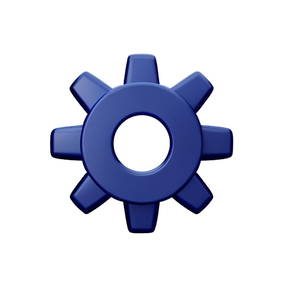 gear 3d rendering icon illustration comma separated, no special characters png