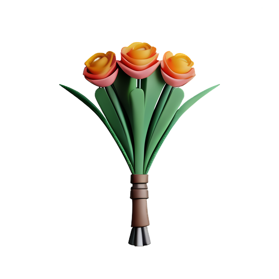 bouquet 3d rendering icon illustration png