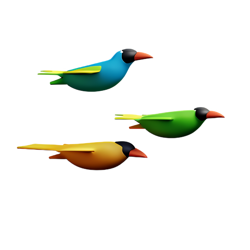 birds flying 3d rendering icon illustration png