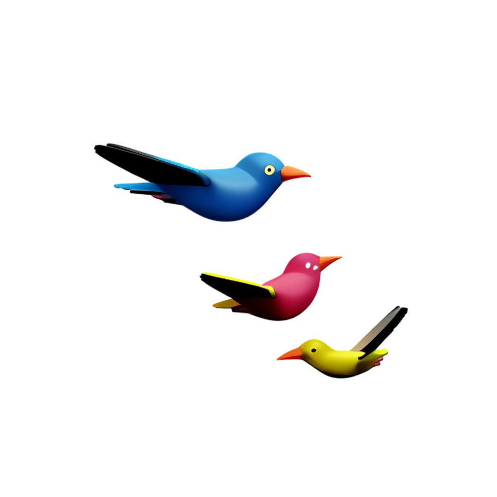 birds flying 3d rendering icon illustration png