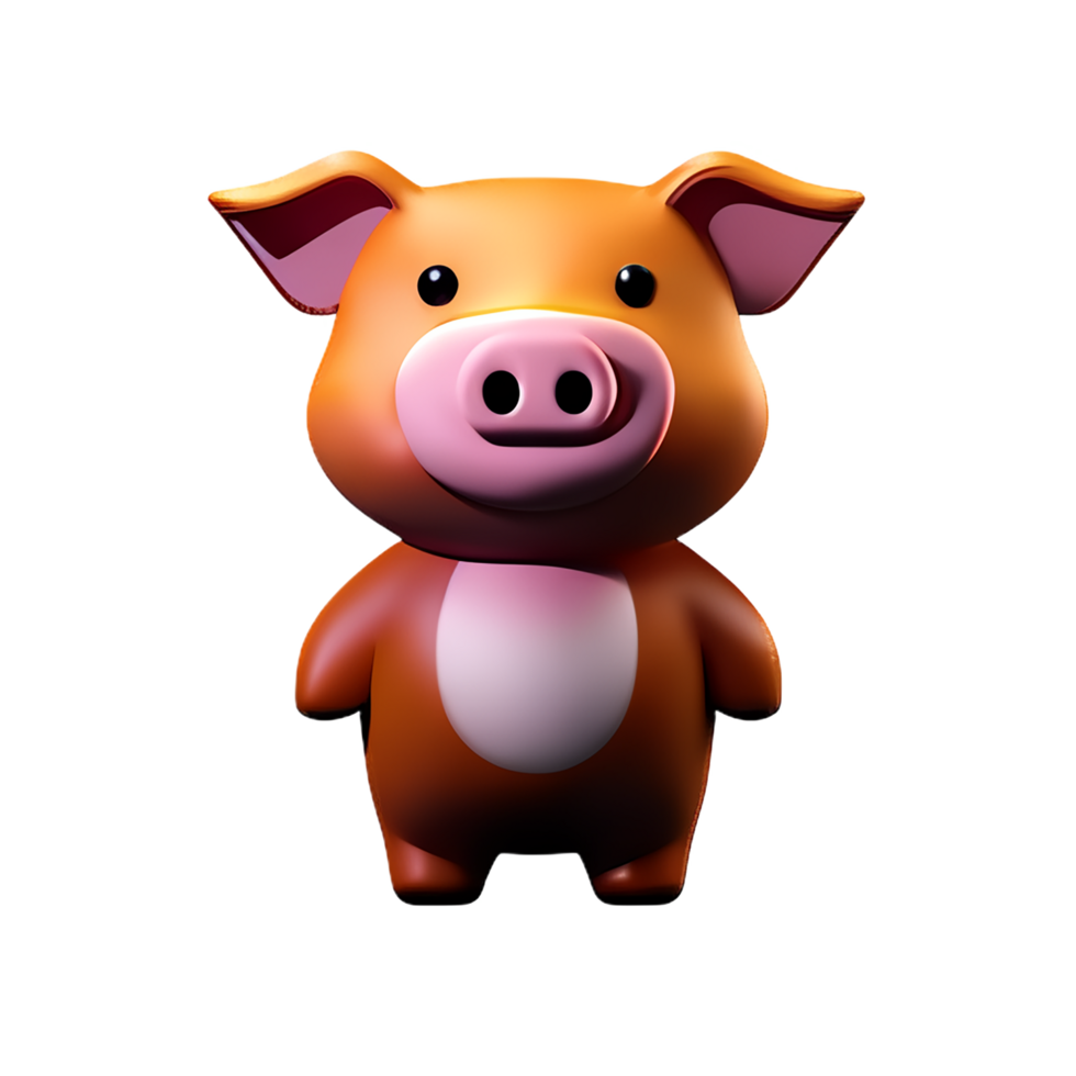 pig 3d rendering icon illustration png