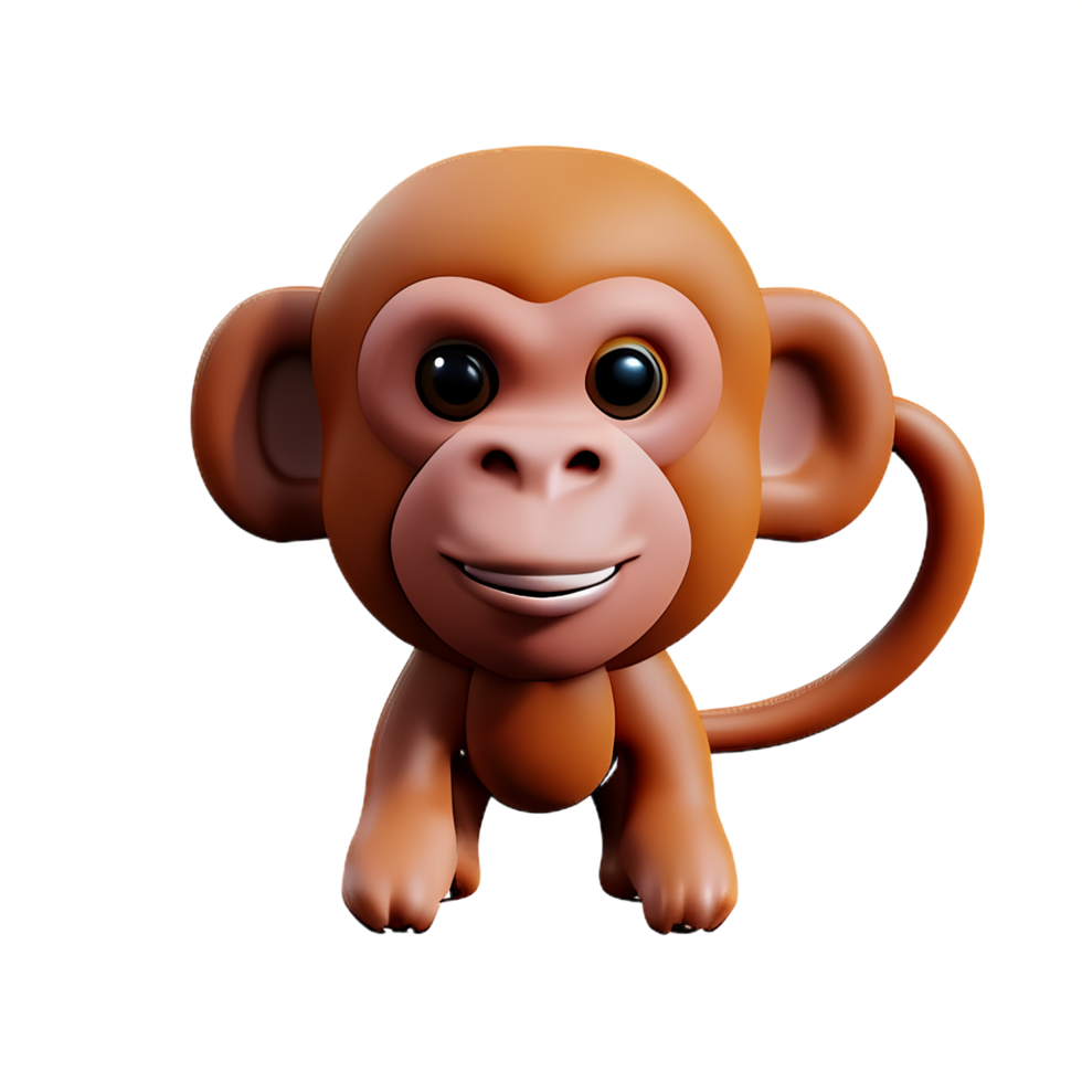 monkey 3d rendering icon illustration png