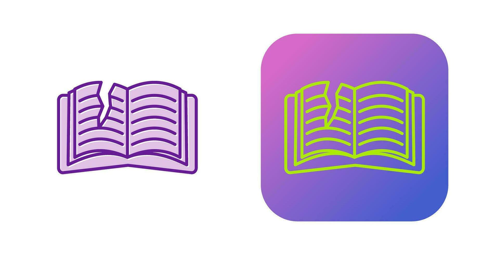 icono de vector de libro rasgado