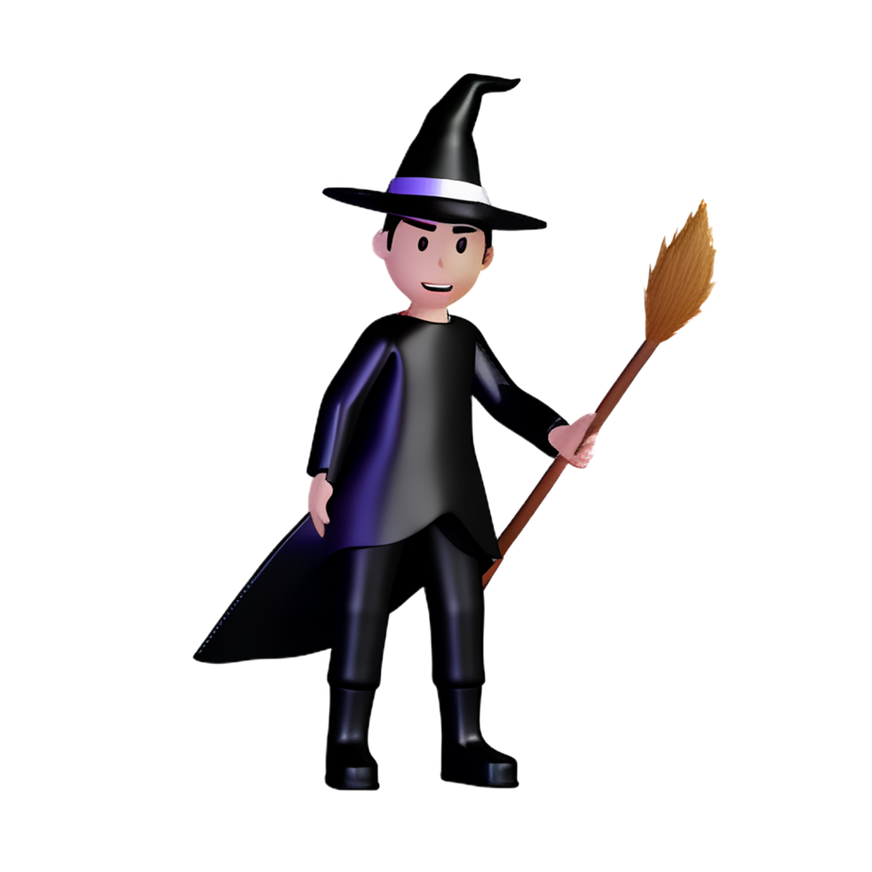 witch 3d rendering icon illustration png
