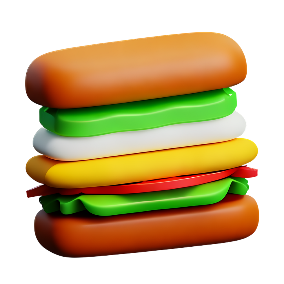 sandwich 3d rendering icon illustration png