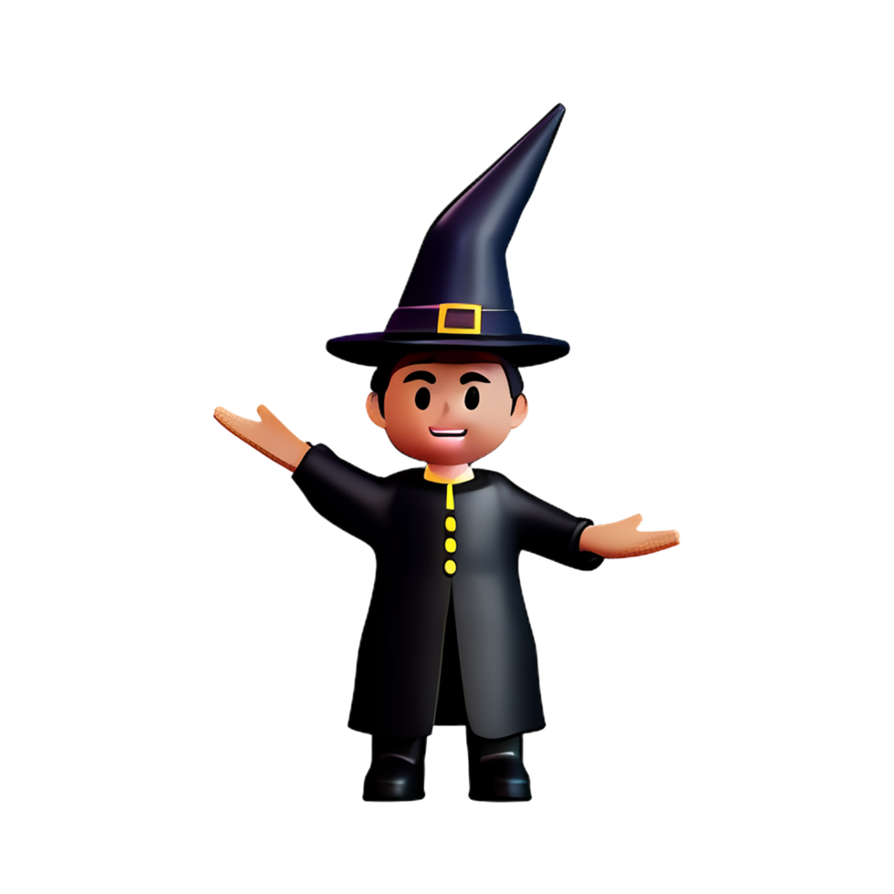 witch 3d rendering icon illustration png