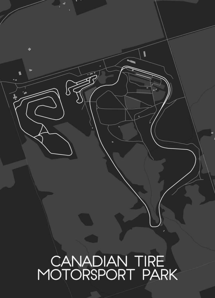 Canadian Tire Motorsport Park Track Map for Poster Wall Art vector