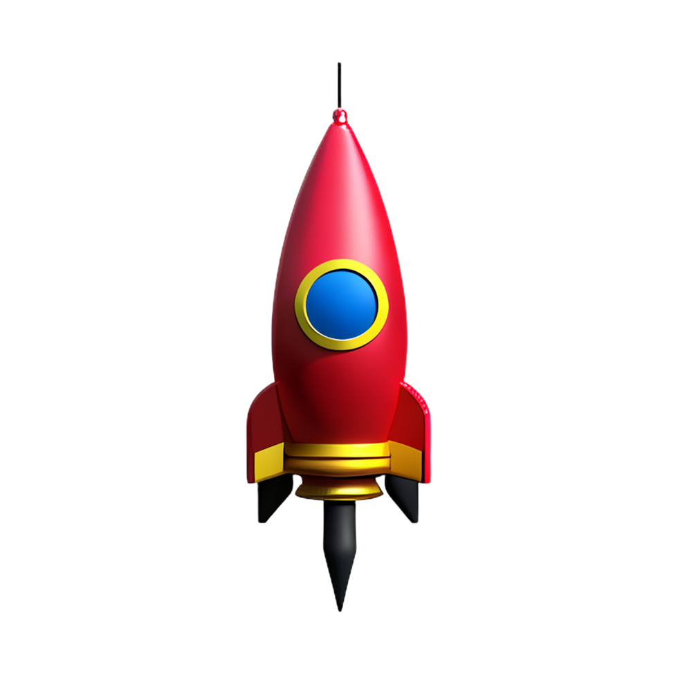 christmas 3d rocket with fireworks illustration png