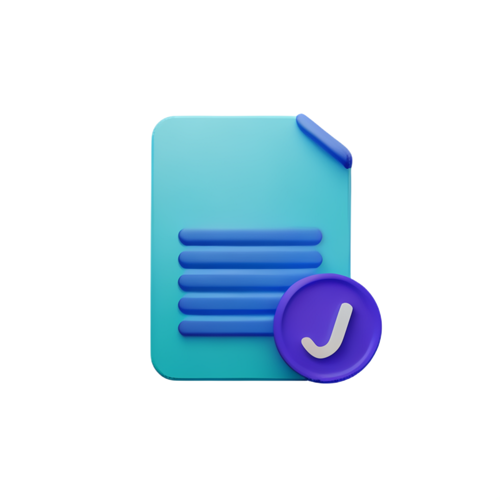 document 3d rendering icon illustration png