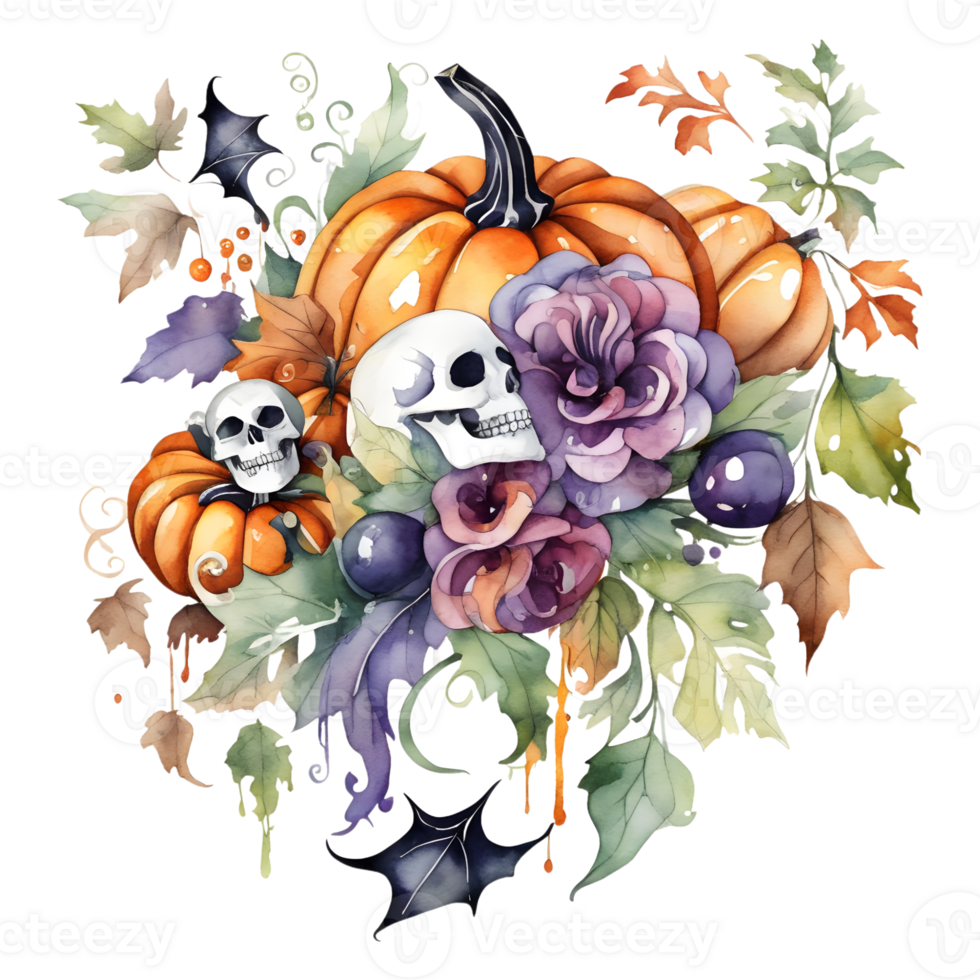 Happy Halloween Day Clipart, Halloween Day composition, Generative AI png