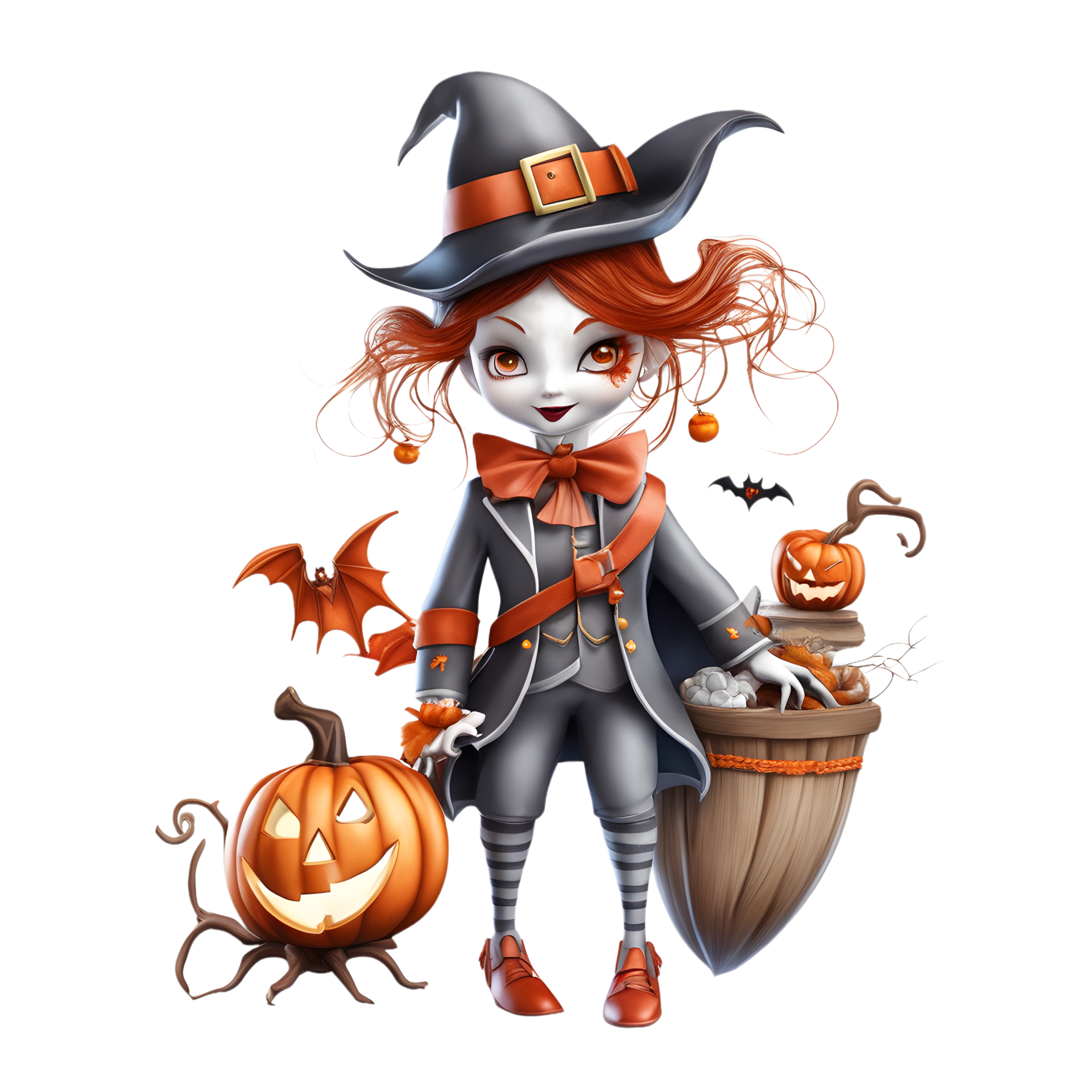 Happy Halloween Day Clipart, Halloween Day composition, Generative AI ...