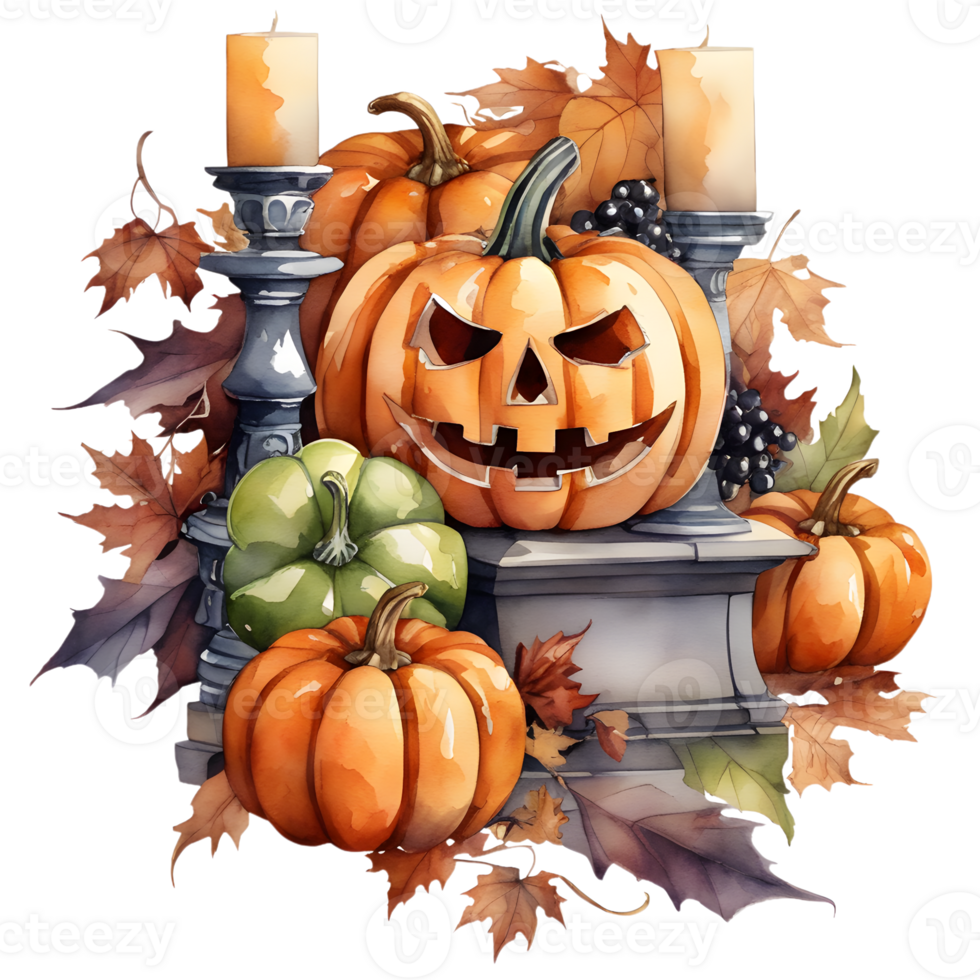 Happy Halloween Day Clipart, Halloween Day composition, Generative AI png