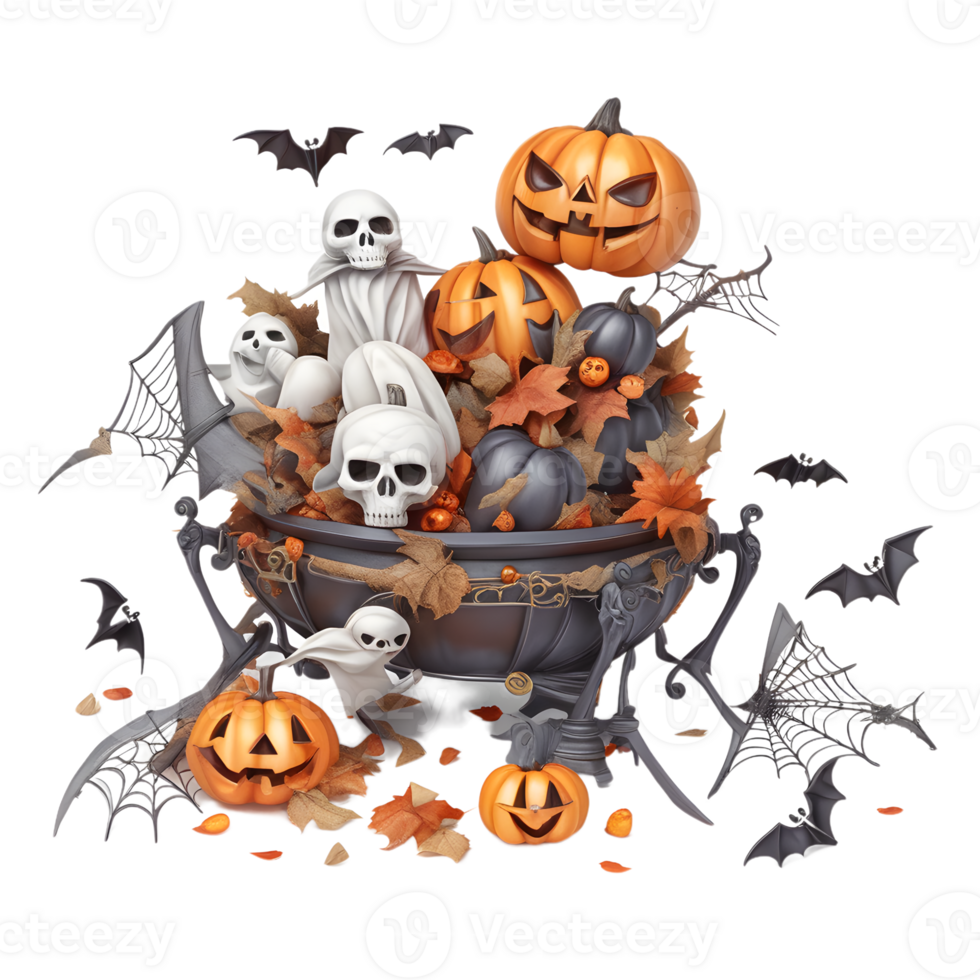 Happy Halloween Day Clipart, Halloween Day composition, Generative AI png