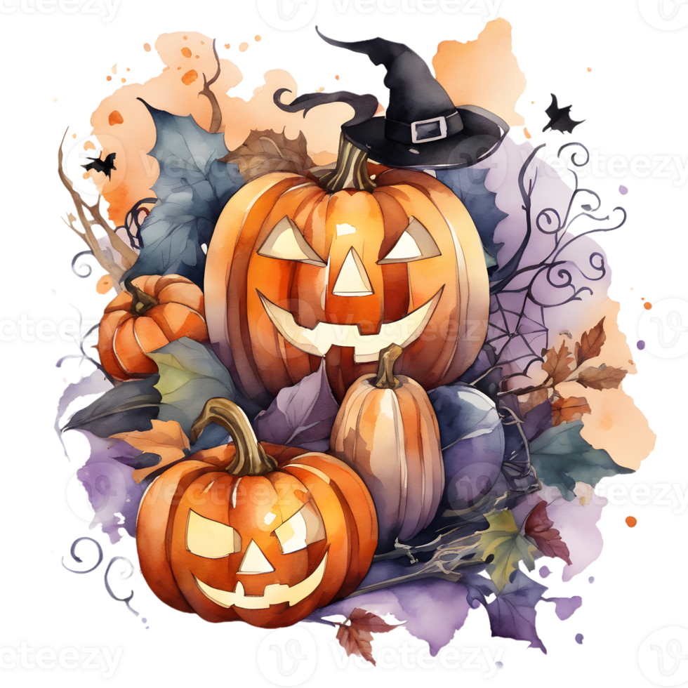 Happy Halloween Day Clipart, Halloween Day composition, Generative AI png