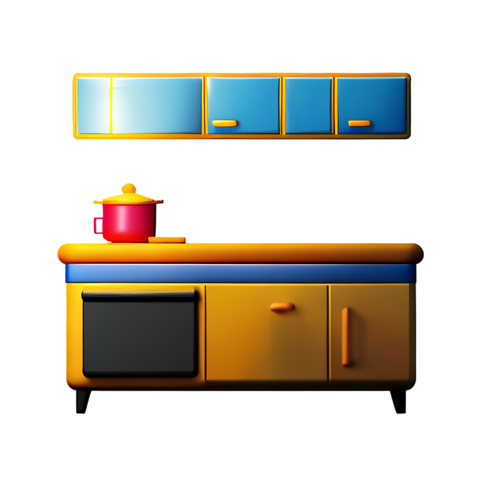 kitchen 3d rendering icon illustration png