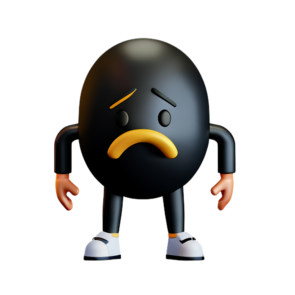 sad 3d rendering icon illustration png