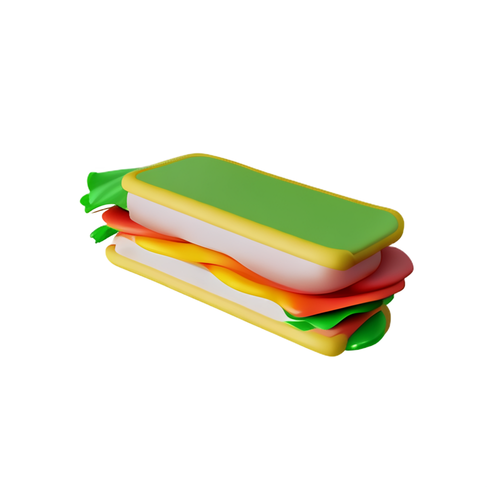 sandwich 3d rendering icon illustration png