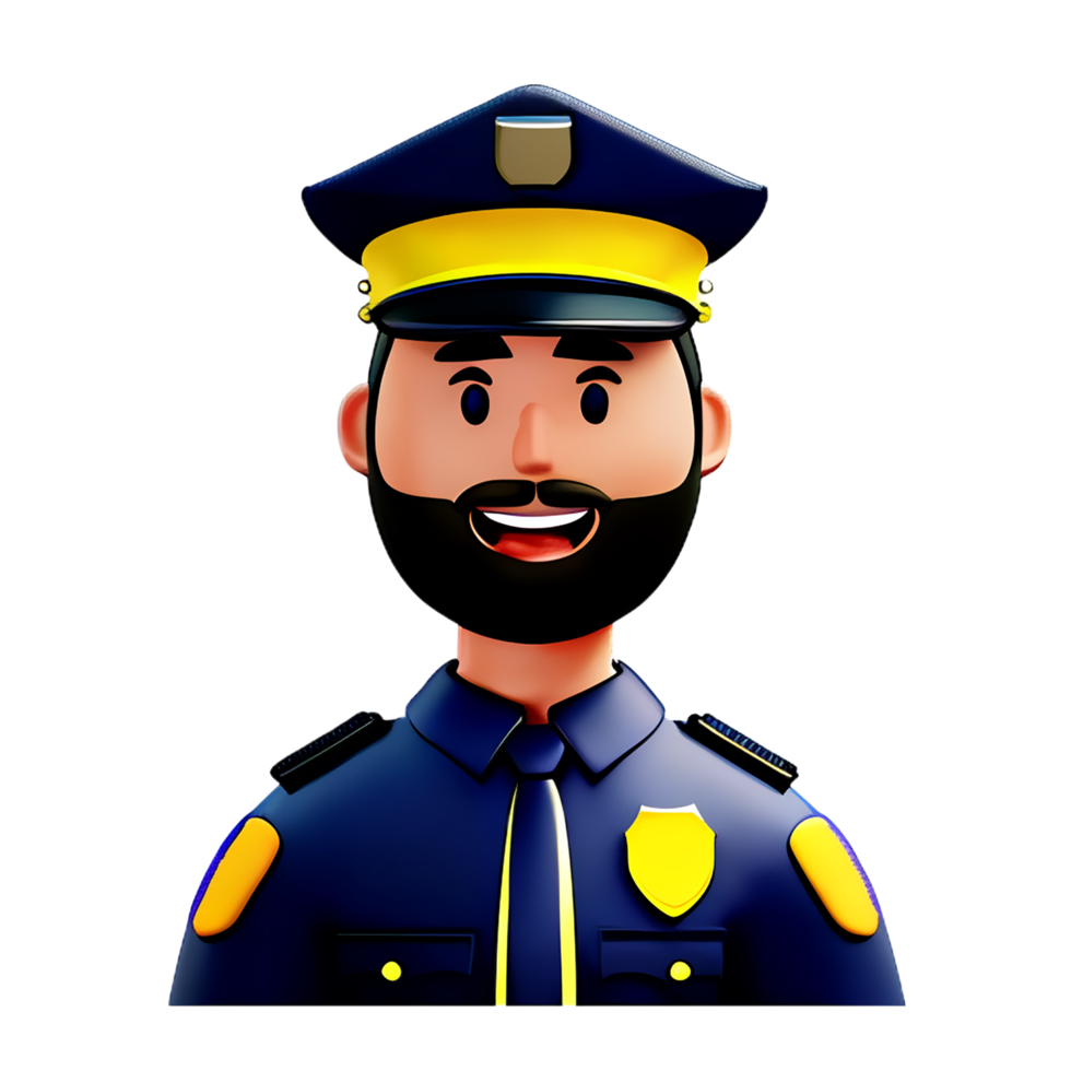 policía cara 3d representación icono ilustración png