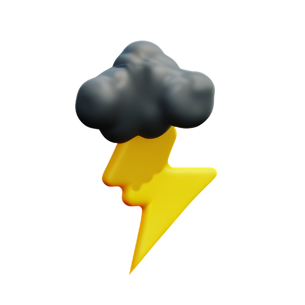 thunder 3d rendering icon illustration png