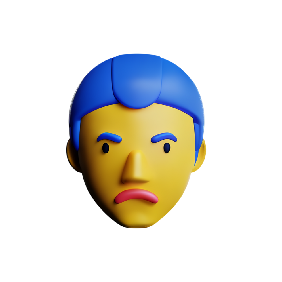 sad 3d rendering icon illustration png