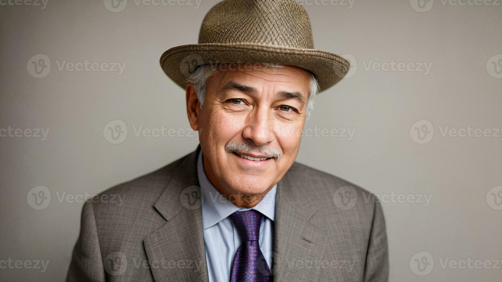 Businessman in a hat smiling. Generative AI photo